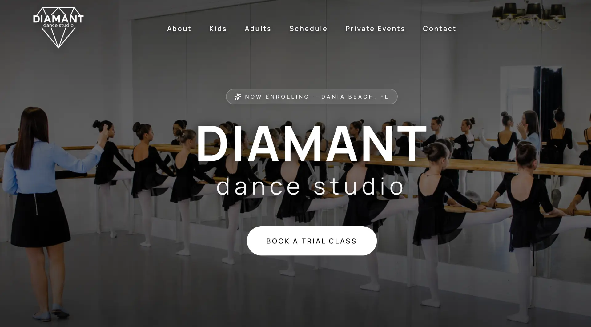 DIAMANT Dance Studio website homepage designed by Chobo Studio
