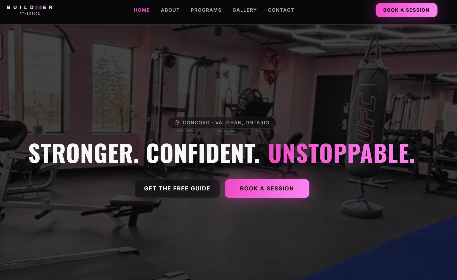 BuildHer Athletics website homepage designed by Chobo Studio